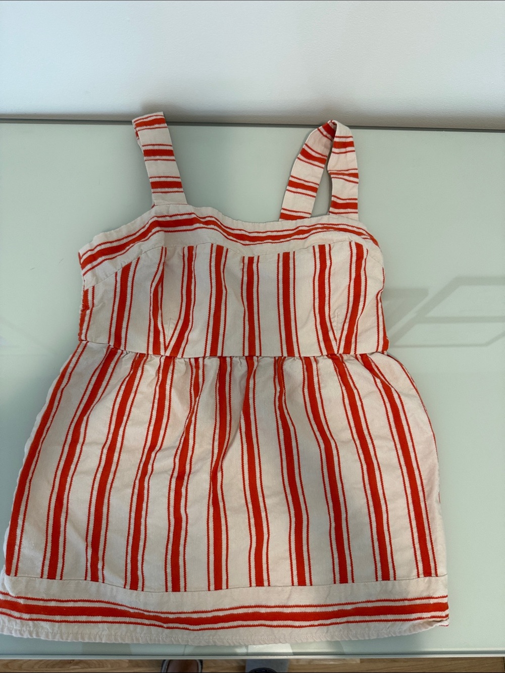 CAbi Cream and Red Striped Sleeveless Top